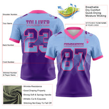 Charger l'image dans la galerie, Custom Light Blue Purple-Pink Authentic Gradient Square Shape Flag Football Jersey