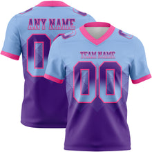 Charger l'image dans la galerie, Custom Light Blue Purple-Pink Authentic Gradient Square Shape Flag Football Jersey