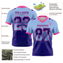 Load image into Gallery viewer, Custom Light Blue Dark Purple-Pink Authentic Gradient Square Shape Flag Football Jersey