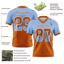 Load image into Gallery viewer, Custom Light Blue Texas Orange-White Authentic Gradient Square Shape Flag Football Jersey