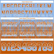 Load image into Gallery viewer, Custom Light Blue Texas Orange-White Authentic Gradient Square Shape Flag Football Jersey