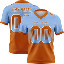 Load image into Gallery viewer, Custom Light Blue Texas Orange-White Authentic Gradient Square Shape Flag Football Jersey