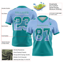 Charger l'image dans la galerie, Custom Light Blue Teal-White Authentic Gradient Square Shape Flag Football Jersey