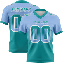 Charger l'image dans la galerie, Custom Light Blue Teal-White Authentic Gradient Square Shape Flag Football Jersey