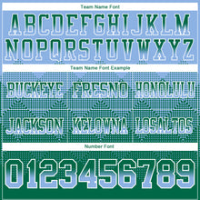 Charger l'image dans la galerie, Custom Light Blue Kelly Green-White Authentic Gradient Square Shape Flag Football Jersey