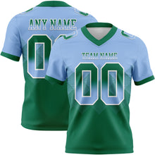 Charger l'image dans la galerie, Custom Light Blue Kelly Green-White Authentic Gradient Square Shape Flag Football Jersey