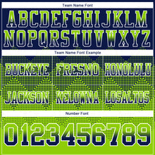 Laden Sie das Bild in den Galerie-Viewer, Custom Navy Neon Green-White Authentic Gradient Square Shape Flag Football Jersey