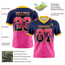 Charger l'image dans la galerie, Custom Navy Pink-Yellow Authentic Gradient Square Shape Flag Football Jersey