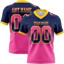 Charger l'image dans la galerie, Custom Navy Pink-Yellow Authentic Gradient Square Shape Flag Football Jersey