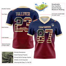 Charger l'image dans la galerie, Custom Navy Vintage USA Flag Crimson-Cream Authentic Gradient Square Shape Flag Football Jersey