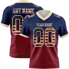 Charger l'image dans la galerie, Custom Navy Vintage USA Flag Crimson-Cream Authentic Gradient Square Shape Flag Football Jersey