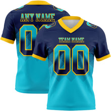 Charger l'image dans la galerie, Custom Navy Lakes Blue-Yellow Authentic Gradient Square Shape Flag Football Jersey