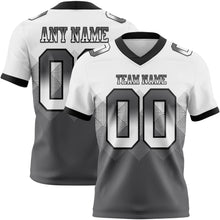 Charger l'image dans la galerie, Custom White Steel Gray-Black Authentic Gradient Square Shape Flag Football Jersey