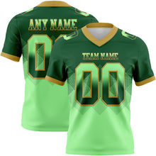 Charger l'image dans la galerie, Custom Green Pea Green-Old Gold Authentic Gradient Square Shape Flag Football Jersey
