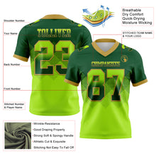 Charger l'image dans la galerie, Custom Green Neon Green-Old Gold Authentic Gradient Square Shape Flag Football Jersey