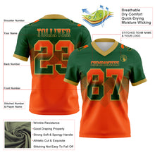 Charger l'image dans la galerie, Custom Green Orange-Old Gold Authentic Gradient Square Shape Flag Football Jersey
