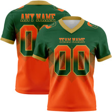 Charger l'image dans la galerie, Custom Green Orange-Old Gold Authentic Gradient Square Shape Flag Football Jersey