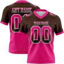 Charger l'image dans la galerie, Custom Brown Hot Pink-White Authentic Gradient Square Shape Flag Football Jersey
