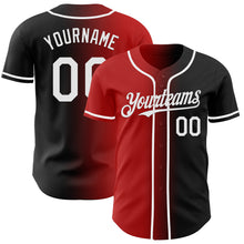 Load image into Gallery viewer, Custom Black White-Red Authentic Gradient Fashion Baseball Jersey