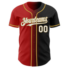 Load image into Gallery viewer, Custom Black White Red-Old Gold Authentic Gradient Fashion Baseball Jersey
