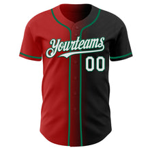 Load image into Gallery viewer, Custom Black White Red-Kelly Green Authentic Gradient Fashion Baseball Jersey