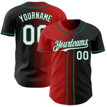 Load image into Gallery viewer, Custom Black White Red-Kelly Green Authentic Gradient Fashion Baseball Jersey