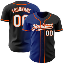 Load image into Gallery viewer, Custom Black White Royal-Orange Authentic Gradient Fashion Baseball Jersey