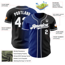 Load image into Gallery viewer, Custom Black White Royal-Gray Authentic Gradient Fashion Baseball Jersey