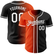Load image into Gallery viewer, Custom Black White-Orange Authentic Gradient Fashion Baseball Jersey