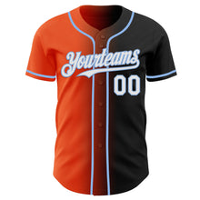 Load image into Gallery viewer, Custom Black White Orange-Light Blue Authentic Gradient Fashion Baseball Jersey