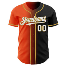 Load image into Gallery viewer, Custom Black White Orange-Old Gold Authentic Gradient Fashion Baseball Jersey
