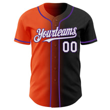 Load image into Gallery viewer, Custom Black White Orange-Purple Authentic Gradient Fashion Baseball Jersey