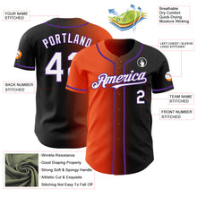 Load image into Gallery viewer, Custom Black White Orange-Purple Authentic Gradient Fashion Baseball Jersey