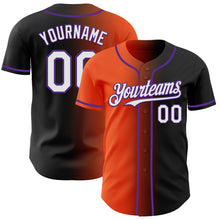 Load image into Gallery viewer, Custom Black White Orange-Purple Authentic Gradient Fashion Baseball Jersey