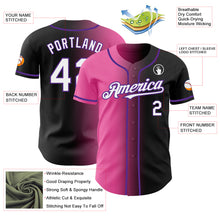 Load image into Gallery viewer, Custom Black White Pink-Purple Authentic Gradient Fashion Baseball Jersey