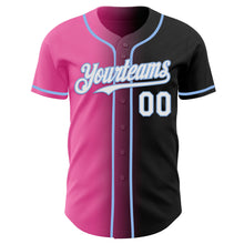 Load image into Gallery viewer, Custom Black White Pink-Light Blue Authentic Gradient Fashion Baseball Jersey