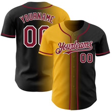 Load image into Gallery viewer, Custom Black Crimson Gold-White Authentic Gradient Fashion Baseball Jersey