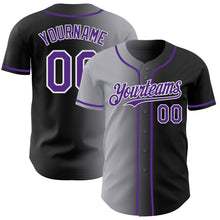 Load image into Gallery viewer, Custom Black Purple Gray-White Authentic Gradient Fashion Baseball Jersey