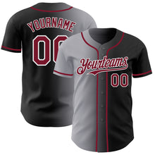 Load image into Gallery viewer, Custom Black Crimson Gray-White Authentic Gradient Fashion Baseball Jersey