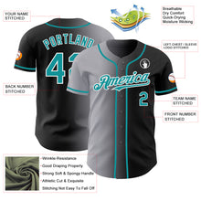 Load image into Gallery viewer, Custom Black Teal Gray-White Authentic Gradient Fashion Baseball Jersey