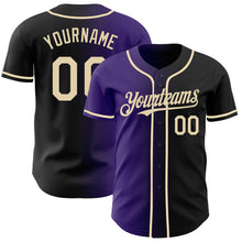 Load image into Gallery viewer, Custom Black Cream-Purple Authentic Gradient Fashion Baseball Jersey