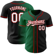Load image into Gallery viewer, Custom Black White Kelly Green-Red Authentic Gradient Fashion Baseball Jersey