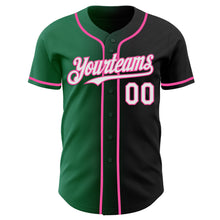 Load image into Gallery viewer, Custom Black White Kelly Green-Pink Authentic Gradient Fashion Baseball Jersey