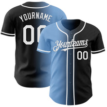 Load image into Gallery viewer, Custom Black White-Light Blue Authentic Gradient Fashion Baseball Jersey
