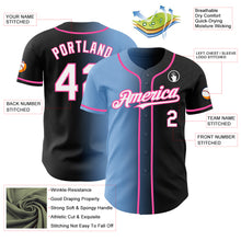 Load image into Gallery viewer, Custom Black White Light Blue-Pink Authentic Gradient Fashion Baseball Jersey