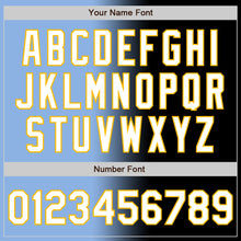 Load image into Gallery viewer, Custom Black White Light Blue-Gold Authentic Gradient Fashion Baseball Jersey
