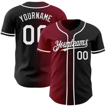 Load image into Gallery viewer, Custom Black White-Crimson Authentic Gradient Fashion Baseball Jersey