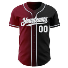 Load image into Gallery viewer, Custom Black White Crimson-Gray Authentic Gradient Fashion Baseball Jersey