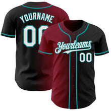 Load image into Gallery viewer, Custom Black White Crimson-Teal Authentic Gradient Fashion Baseball Jersey