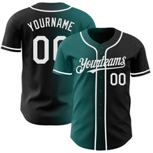 Load image into Gallery viewer, Custom Black White-Teal Authentic Gradient Fashion Baseball Jersey
